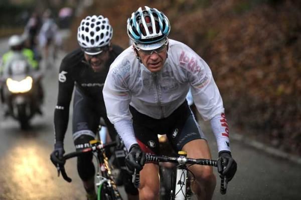 Belgian Jurgen Roelandts (Omega Pharma Lotto) battles the conditions.