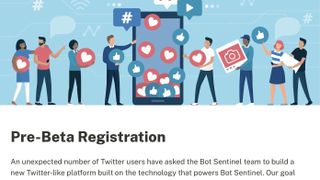 Screenshot from Bot Sentinal's landing page for its new social media platform