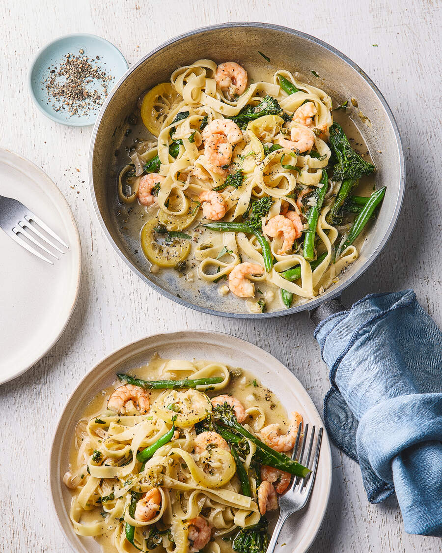 Lemony prawn tagliatelle