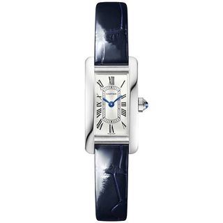 Tank Américaine Mini Steel Ladies Leather Strap Watch