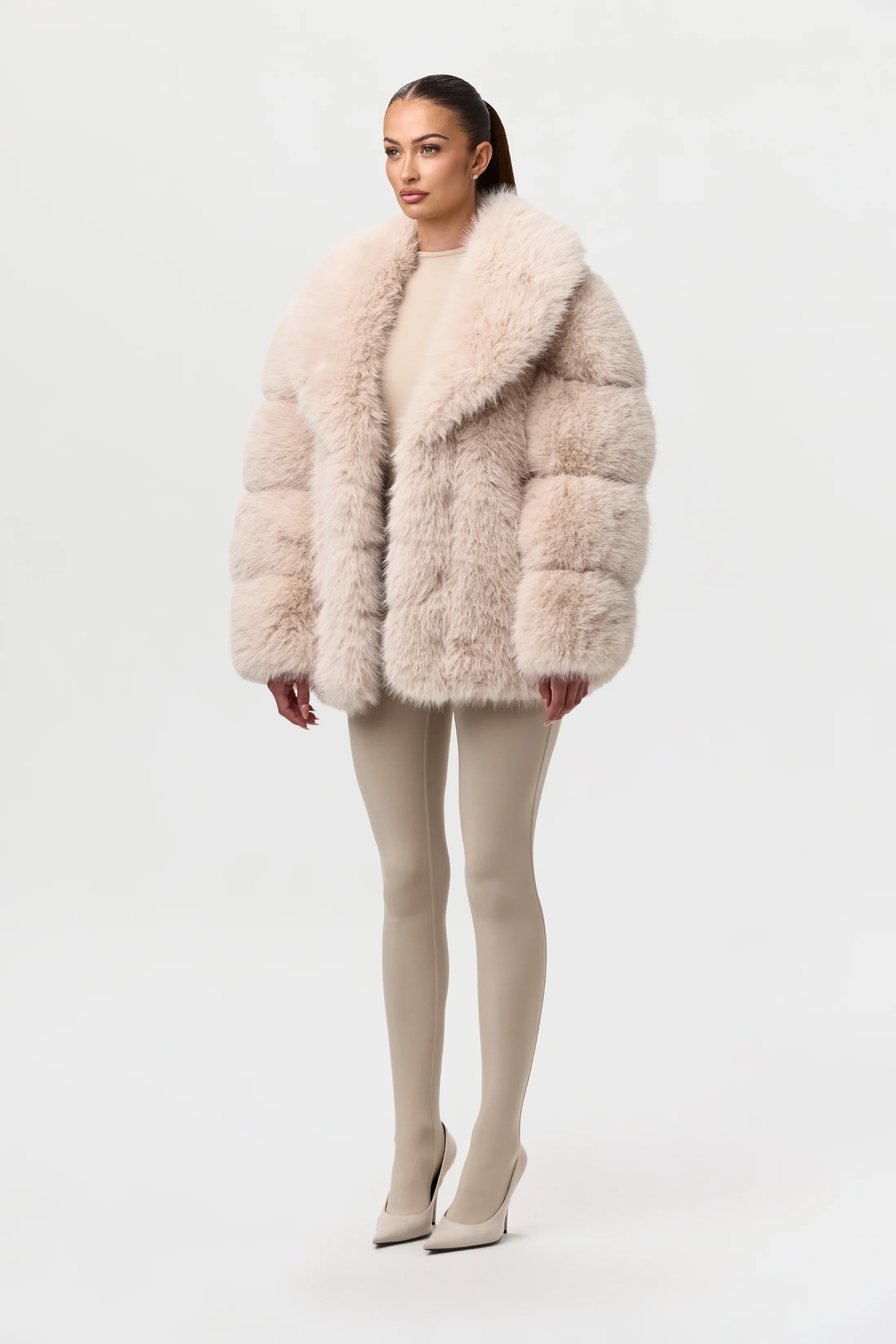 Naked Wardrobe, Faux Mink Pelted Coat