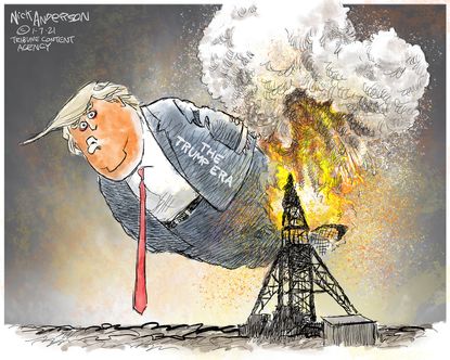 Political Cartoon U.S. Trump Capitol riot Hindenburg