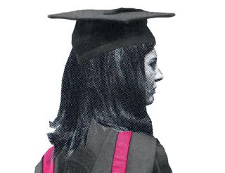 illustration of a woman with a graduates hat on