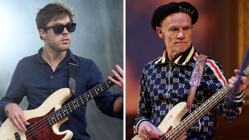 Left-Joe Dart of the band Vulfpeck performs onstage during Outside Lands Festival at Golden Gate Park on August 5, 2016 in San Francisco, California; Right–Flea performs during Soundcheck when Michael Dorf presents the 20th Annual Charity Concert, &quot;People Have The Power - A Celebration Of Patti Smith&quot; show at Carnegie Hall on March 26, 2025 in New York City