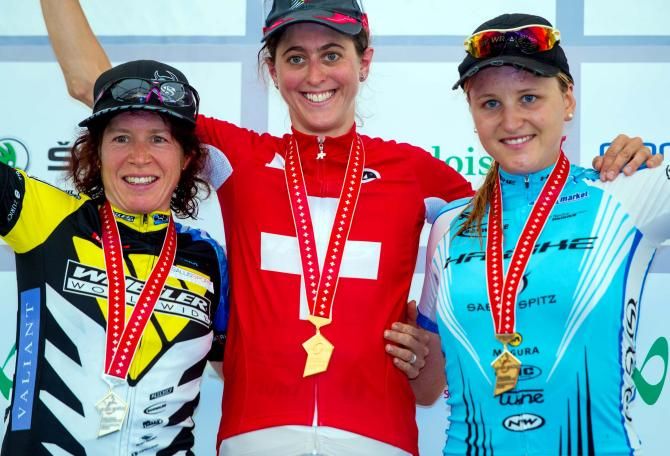Elite women's podium: Esther Suess, Katrin Leumann, Kathrin Stirnemann