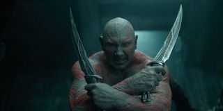 Drax with his knives in Guardians 1