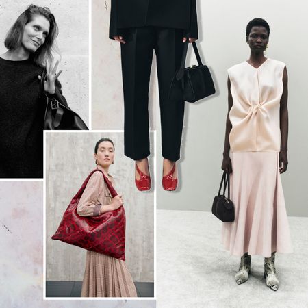 a graphic collage of the Winter 2025 Bag Trends