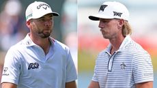 Sam Burns and Jake Knapp walk on the fairway