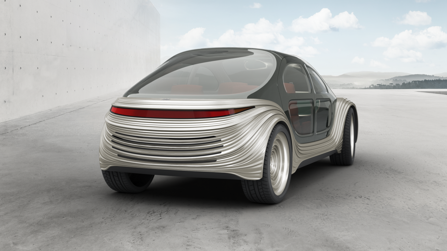 Rear view of Heatherwick Studio Airo electric vehicle
