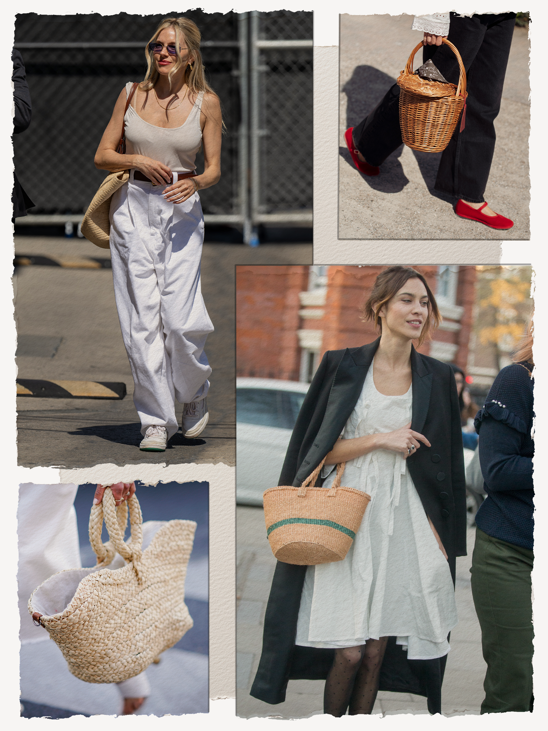 Sienna Miller, Alexa Chung and street stylers all carry different basket bags