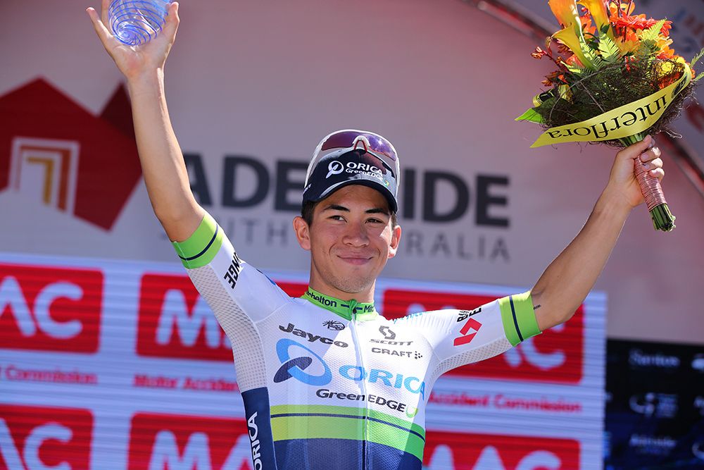 Caleb Ewan on the podium