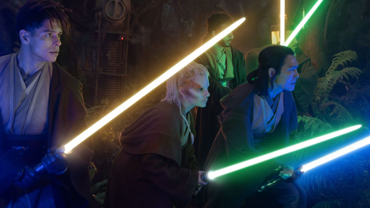 A group of Jedi armed with lightsabers in The Acolyte