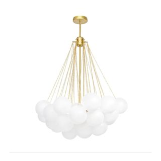3-light Glass Globe Bubble Chandelier in white with gold finish
