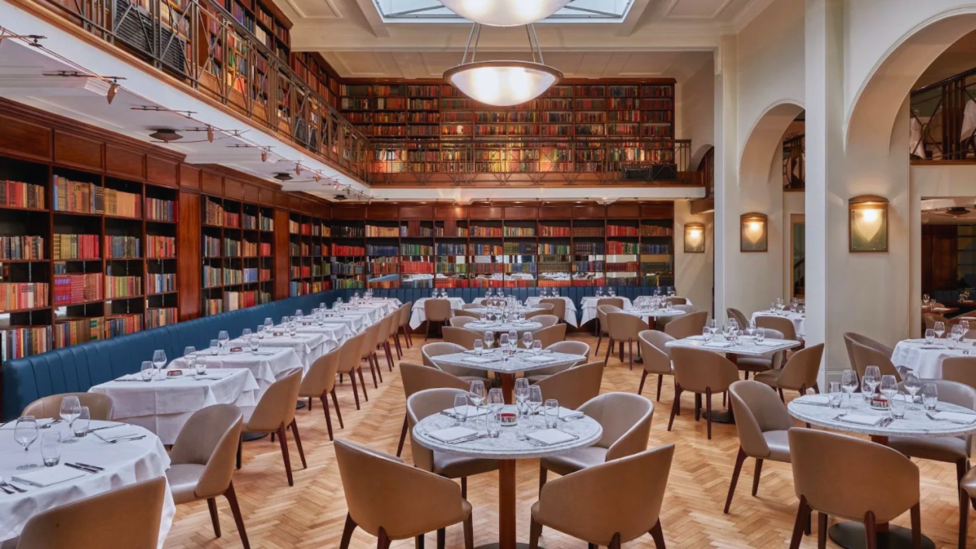 an image of the interior of the cinnamon club&#039;s flagship restaurant in The Old Westminster Library