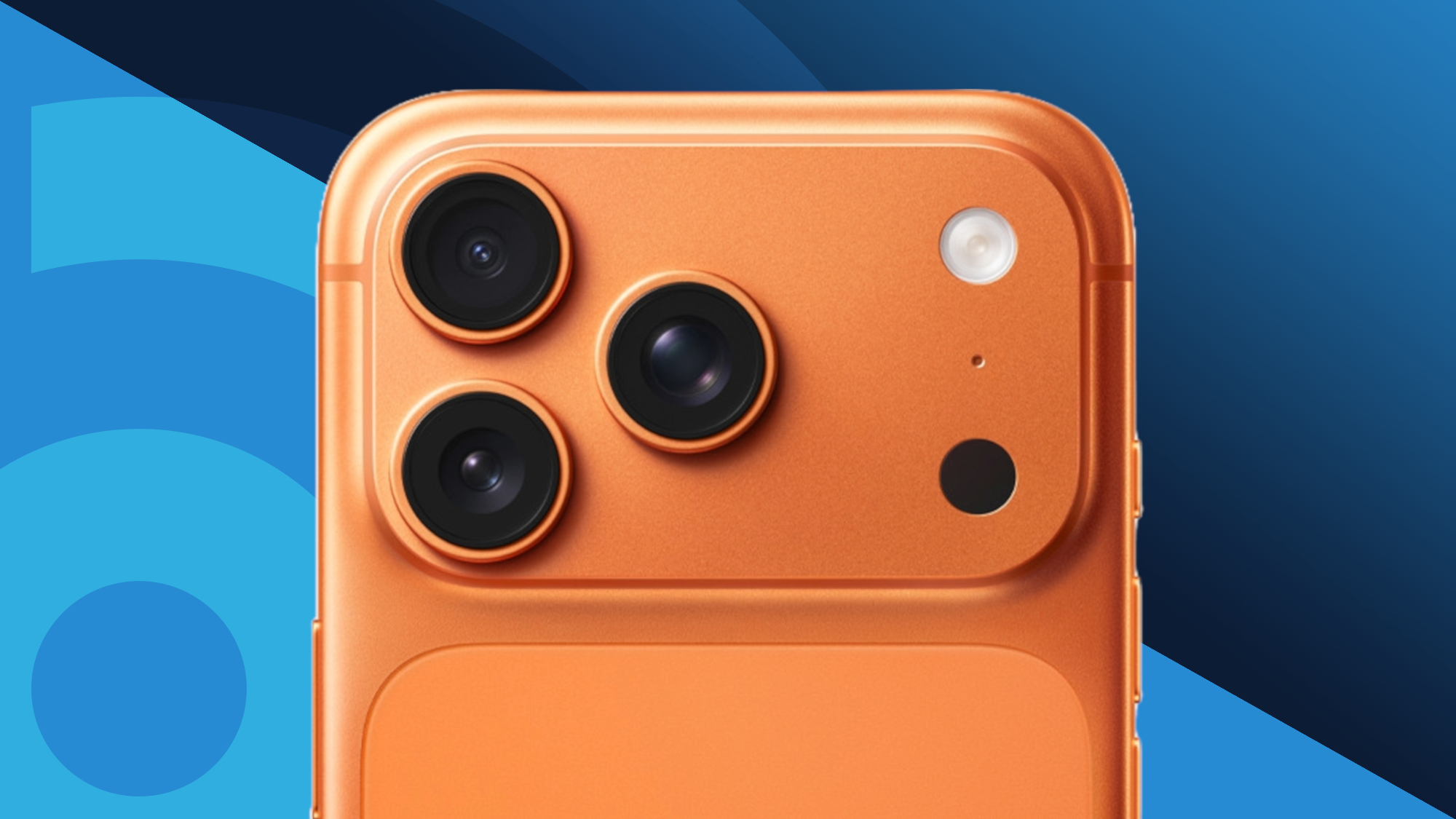 The iPhone 17 Pro Max on a blue background
