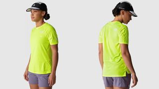 North Face Summit Trail Run T-Shirt in yellow worn by model