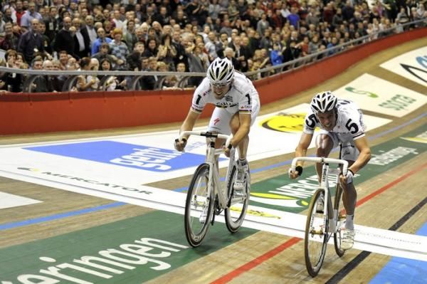 A close run thing: Rasmussen and M&oslash;rk&oslash;v triumphed by just three points, the same margin they'd lost by at the Six Days of Munich.