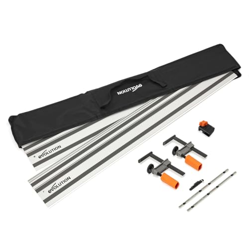 Evolution Power Tools St2800-G2 Circular Saw Guide Rail / Track | Universal Fits Most Brands Makita, Bosch, Festool | 2.8m (2x 1400mm ) With Self-Aligning Connector Bars | Incl. End Stop Accessory
