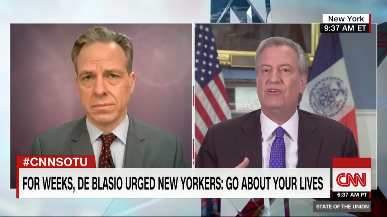 Jake Tapper and Bill de Blasio.