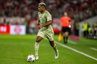 Manchester United target Serge Gnabry of München in action during the Bundesliga match between FC Bayern München and Bayer 04 Leverkusen at Allianz Arena on September 15, 2023 in Munich, Germany. (Photo by Daniel Kopatsch/Getty Images)