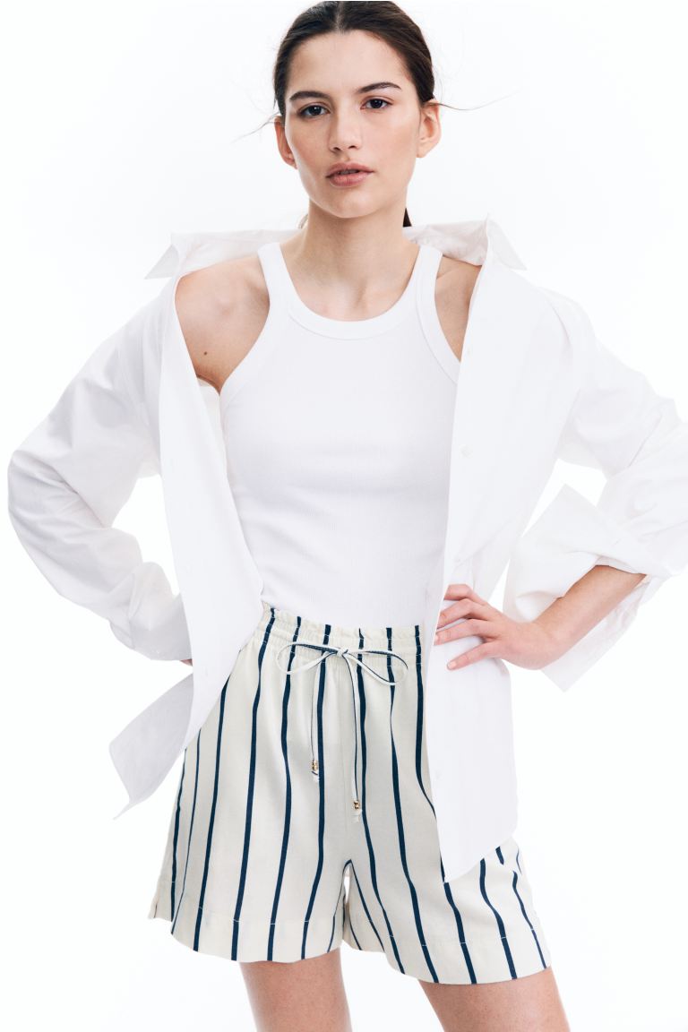 Linen-Blend Drawstring Shorts