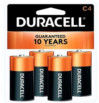A 4 pack of Duracell C batteries 