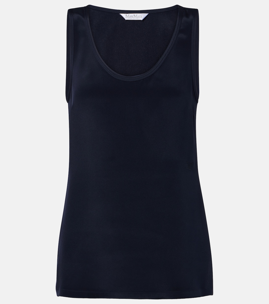 Silk Cr&amp;ecirc;pe De Chine Tank Top in Blue - Max Mara