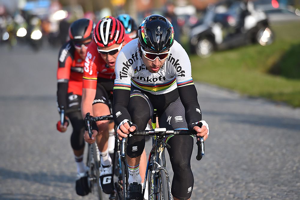World champion Peter Sagan (Tinkoff) finished second in the breakaway sprint at Omloop Het Nieuwsblad