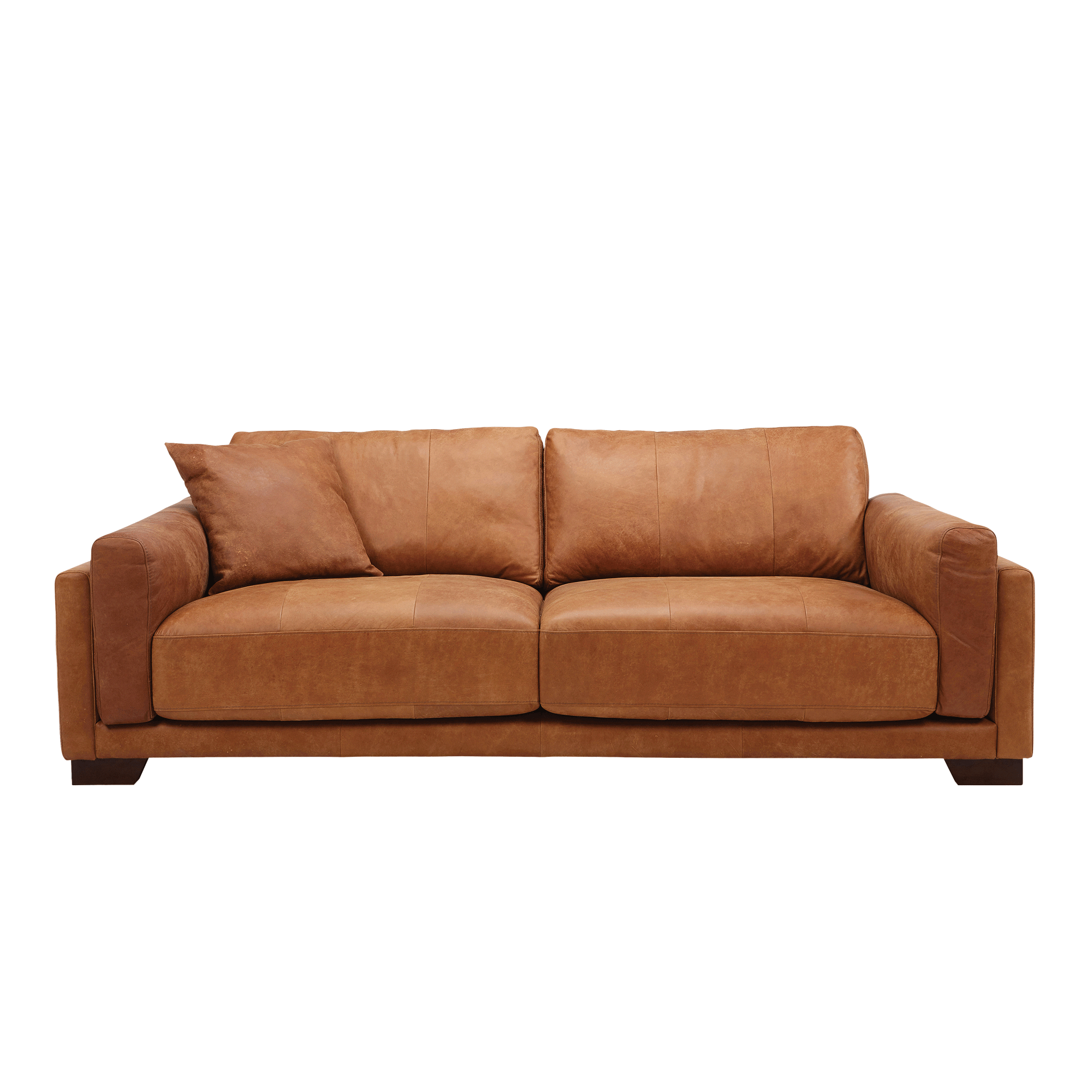 DFS Balboa four seater sofa in Saddle Tan against a white background