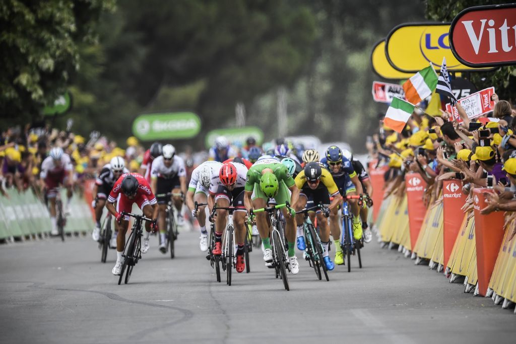 The sprinters winding up for the finale of the Tour's 10th stage