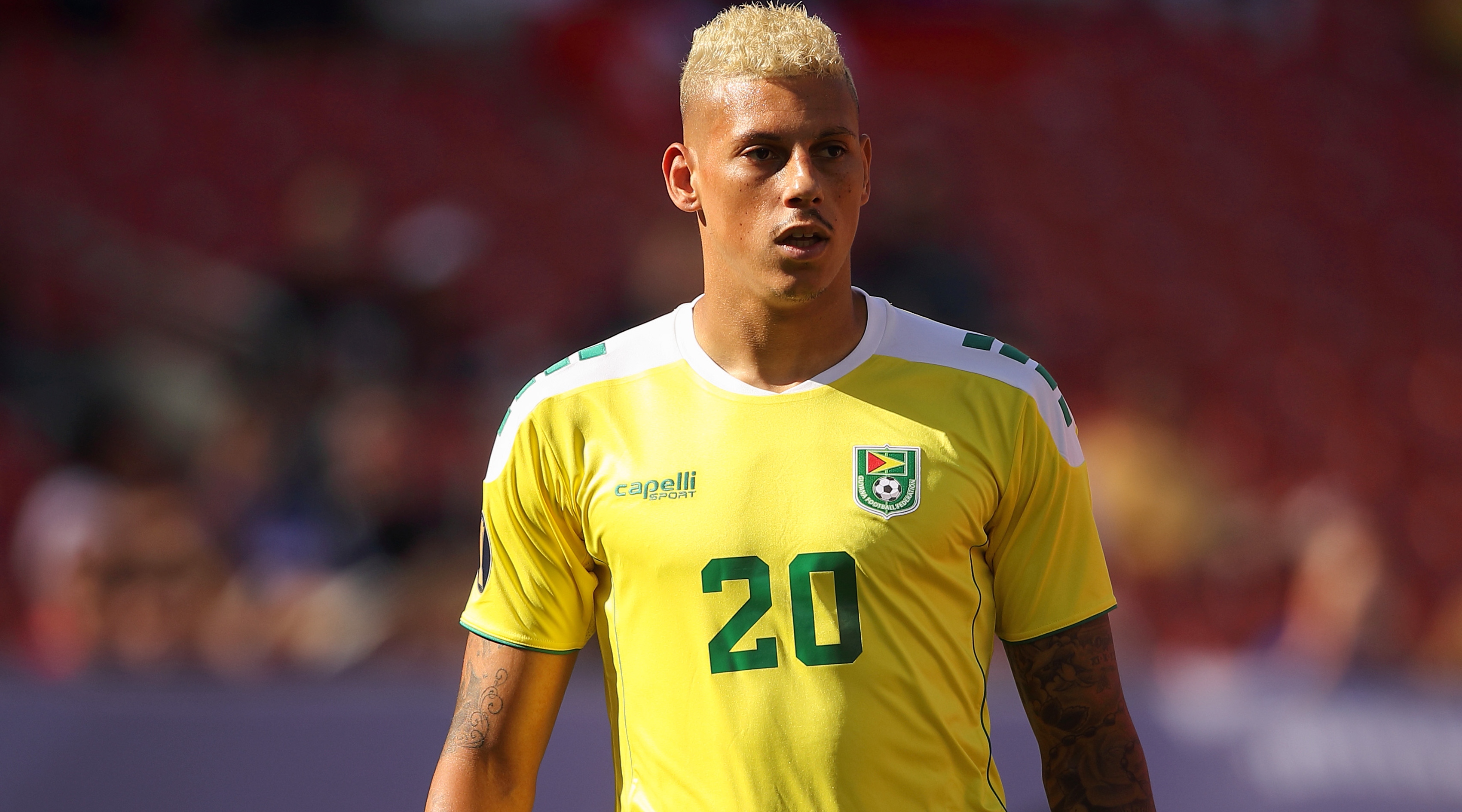 Matthew Briggs of Guyana during the 2019 CONCACAF Gold Cup Group D match between Guyana and Panama at FirstEnergy Stadium on June 22, 2019 in Cleveland, Ohio.