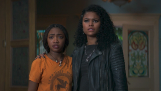 Leah Jeffries and Tamara Smart's Annabeth and Thalia in the season 2 finale of Percy Jackson and the Olympians 