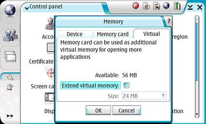 Use space on a memory card as extra virtual memory.
