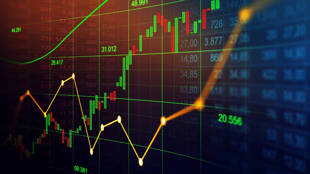 red and green stock market bar chart