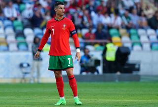 Euro 2024 golden boot contenders Cristiano Ronaldo of Portugal during the International Friendly match between Portugal and Republic of Ireland at Estadio Municipal de Aveiro on June 11, 2024 in Aveiro, Portugal. (Photo by Gualter Fatia/Getty Images)