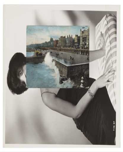 Siren Song VII, 2011, by John Stezaker,who uses old film stills, postcards and Hollywoodfan magazines to construct his surreal collages