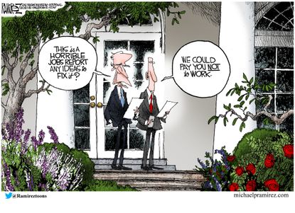 Political Cartoon U.S. biden jobs report