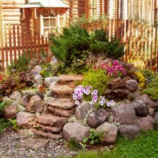Small rock garden in backyard
