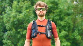 Restrap Race Hydration vest being worn and pictured from the front