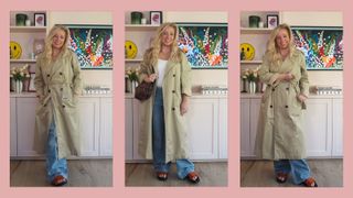 Antonia Kraskowski wearing an oversized trench coat