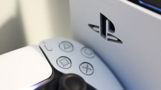 Sony PlayStation 5 close-up of console and DualSense controller