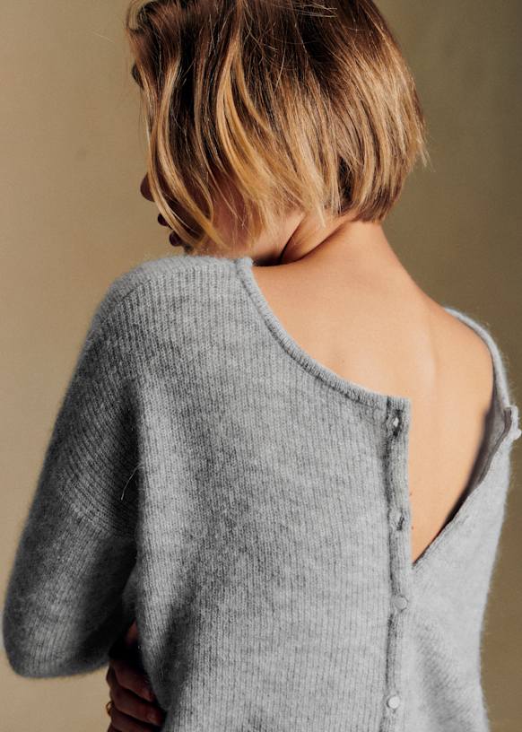 Gaspard Cardigan - Mottled Grey - Super Kid Mohair - S&amp;eacute;zane