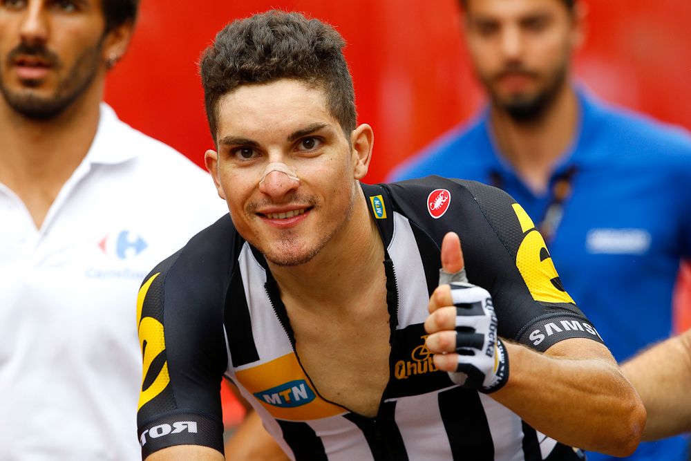 Kristian Sbaragli (MTN-Qhubeka) on his way to the stage 10 podium.