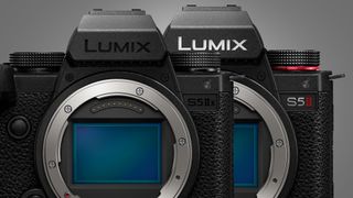 The Panasonic Lumix S5II camera on a grey background