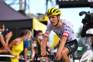 COL DE LA COUILLOLE FRANCE JULY 20 Joao Almeida of Portugal and UAE Team Emirates crosses the finish line during the 111th Tour de France 2024 Stage 20 a 1328km stage from Nice to Col de la Couillole 1676m UCIWT on July 20 2024 in Col de la Couillole France Photo by Tim de WaeleGetty Images