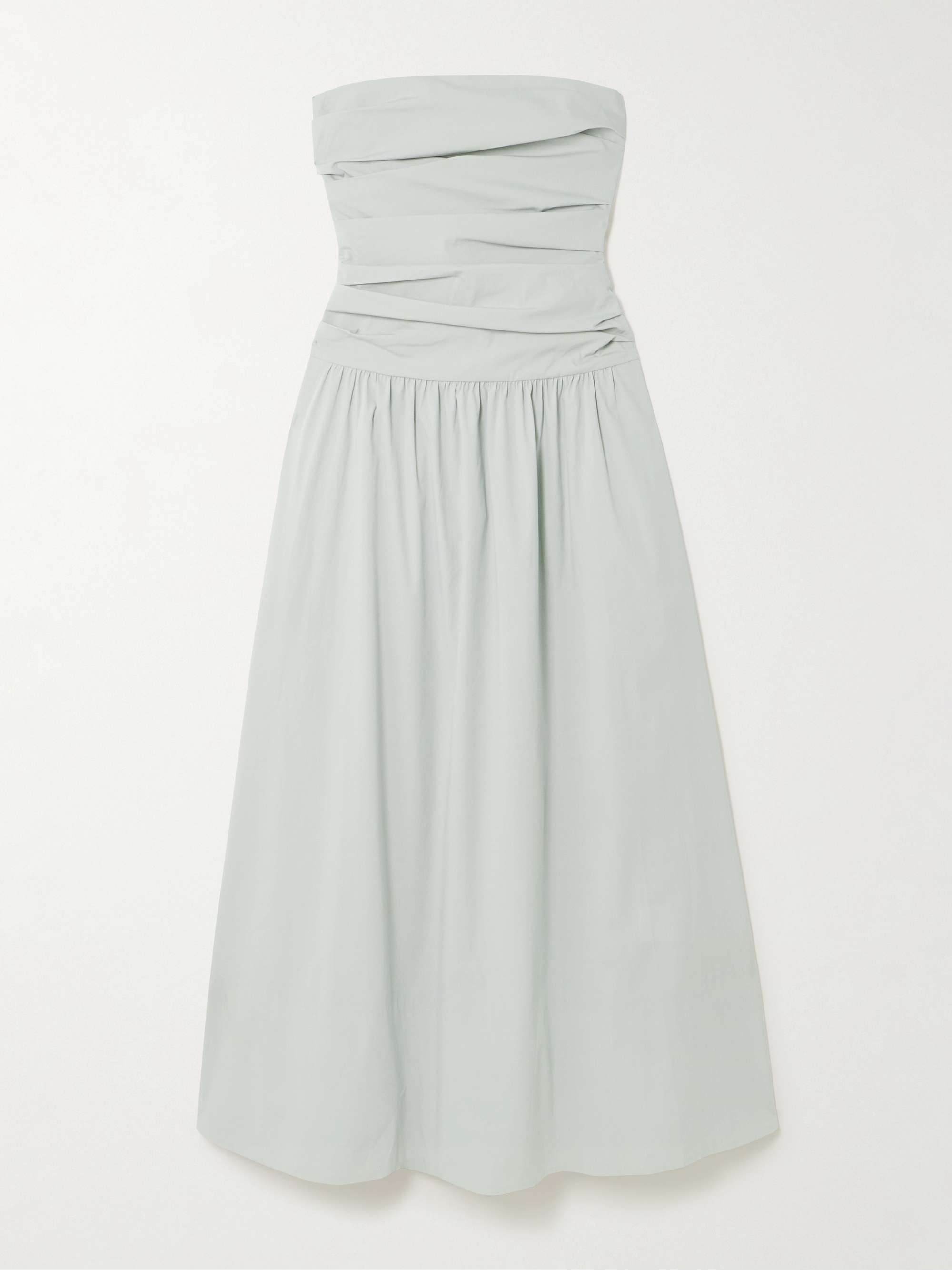 Strapless Tie-Back Crinkled Cotton-Blend Maxi Dress