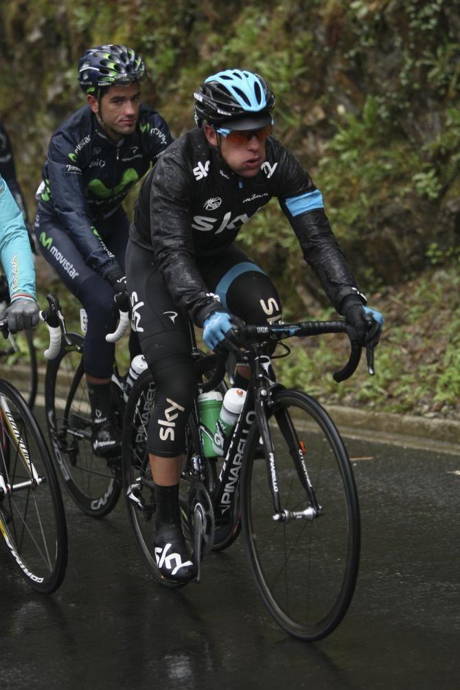 Richie Porte (Sky) remained wrapped up during the cold day