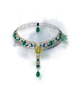 Chanel's Ble Maria tiara and necklace
