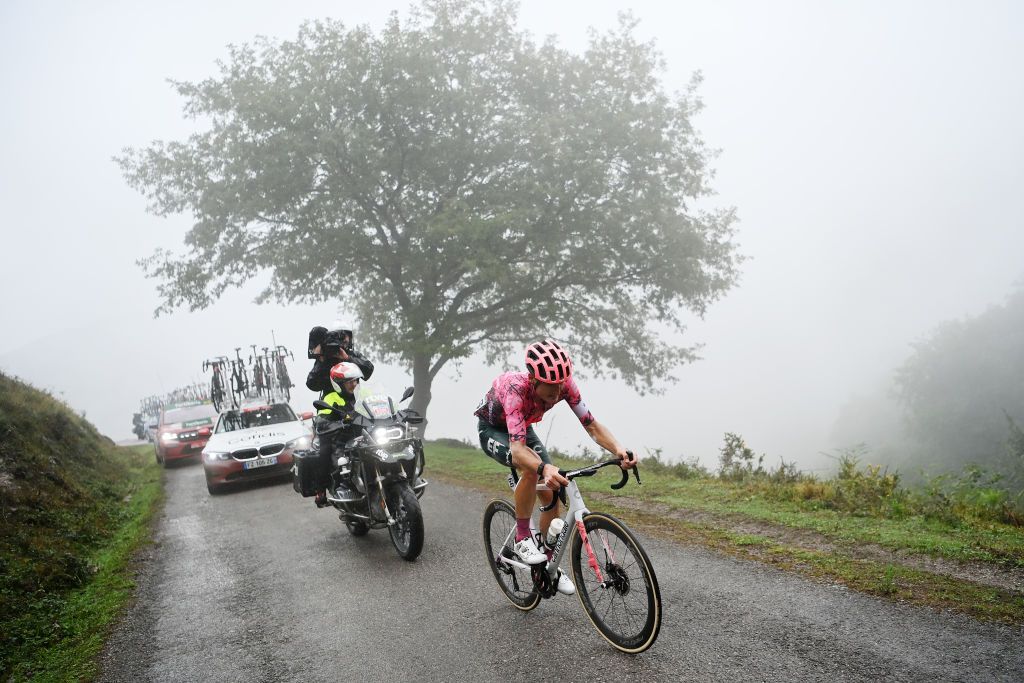 SAN MIGUEL DE AGUAYO SPAIN AUGUST 25 Mark Padun of Ukraine and Team EF Education Easypost competes in the breakaway during the 77th Tour of Spain 2022 Stage 6 a 1812km stage from Bilbao to Ascensin al Pico Jano San Miguel de Aguayo 1131m LaVuelta22 WorldTour on August 25 2022 in Pico Jano San Miguel de Aguayo Spain Photo by Justin SetterfieldGetty Images