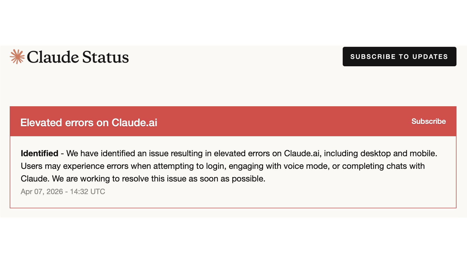 Anthropic Claude Confirms Issue